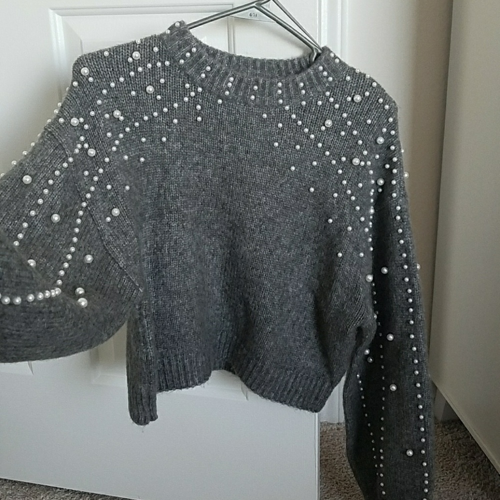 Gray pearl sweater